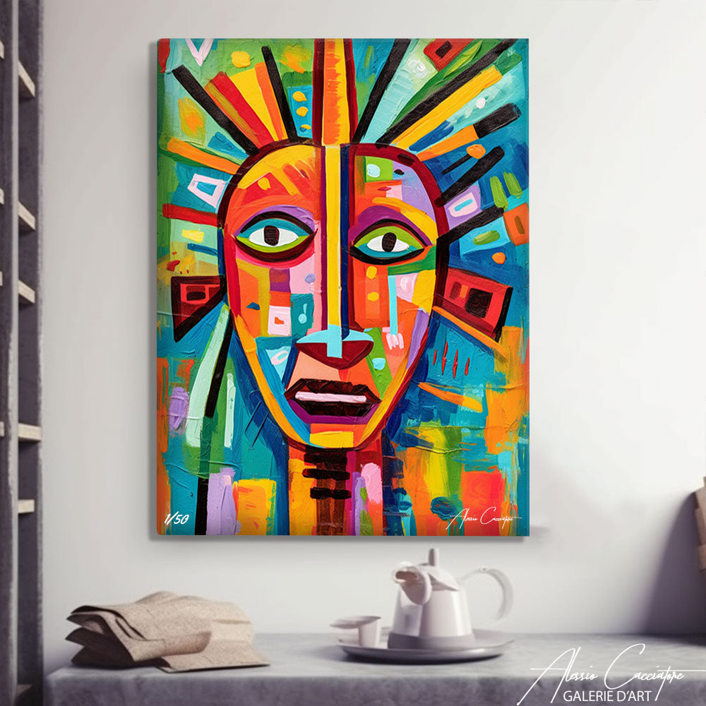 tableau visage abstrait couleur