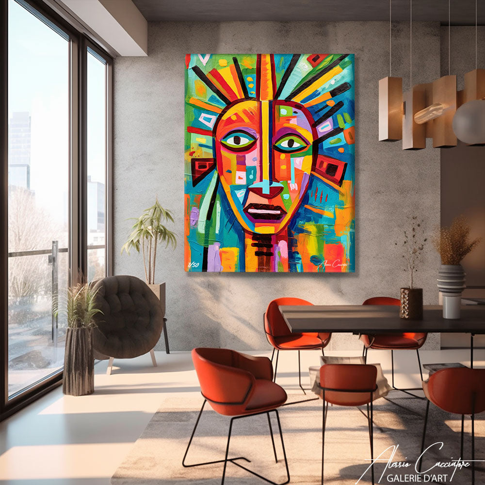 tableau abstrait visage