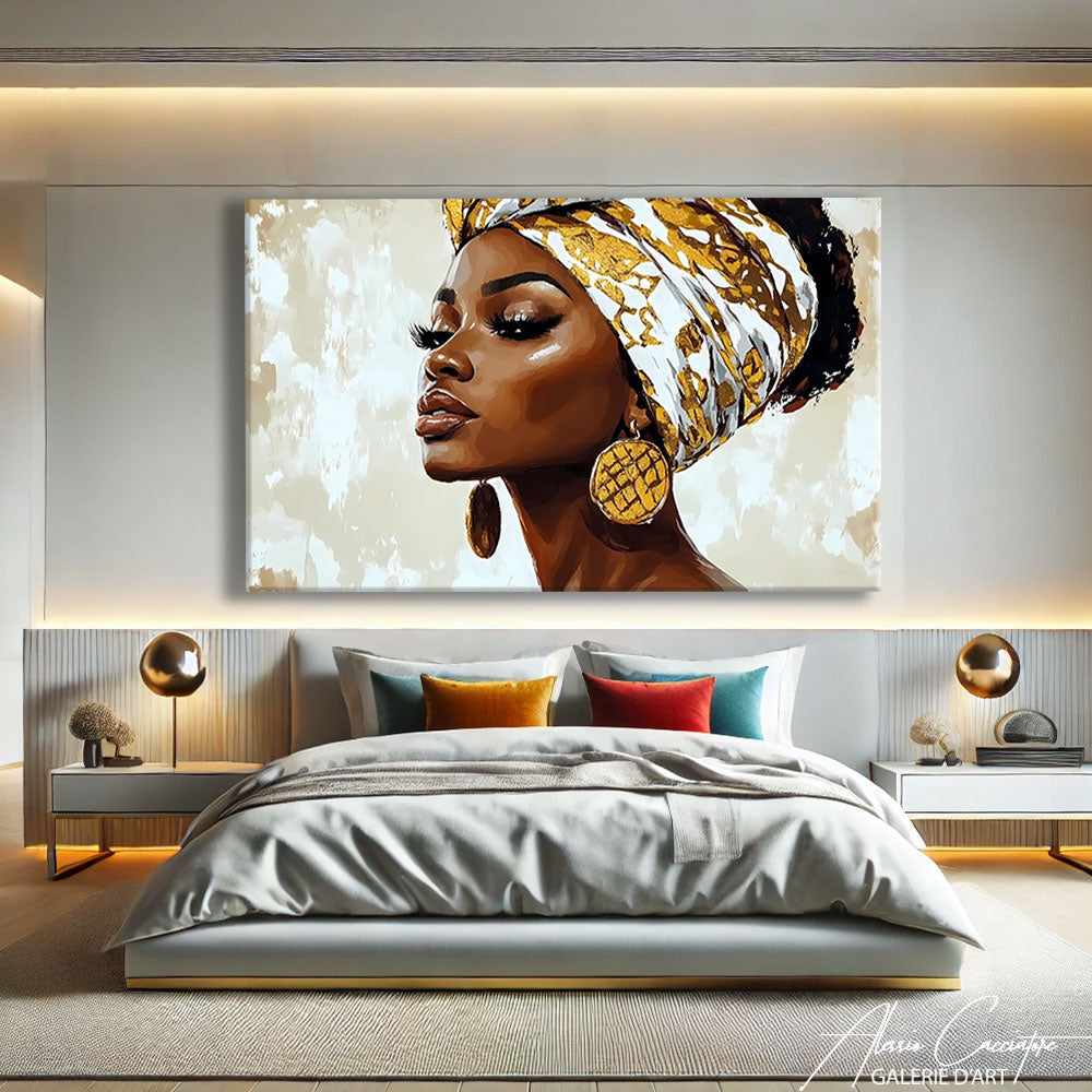 TABLEAU FEMME NOIRE ET OR