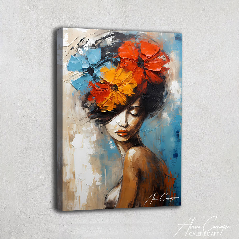 Tableau Femme Fleurs Cheveux