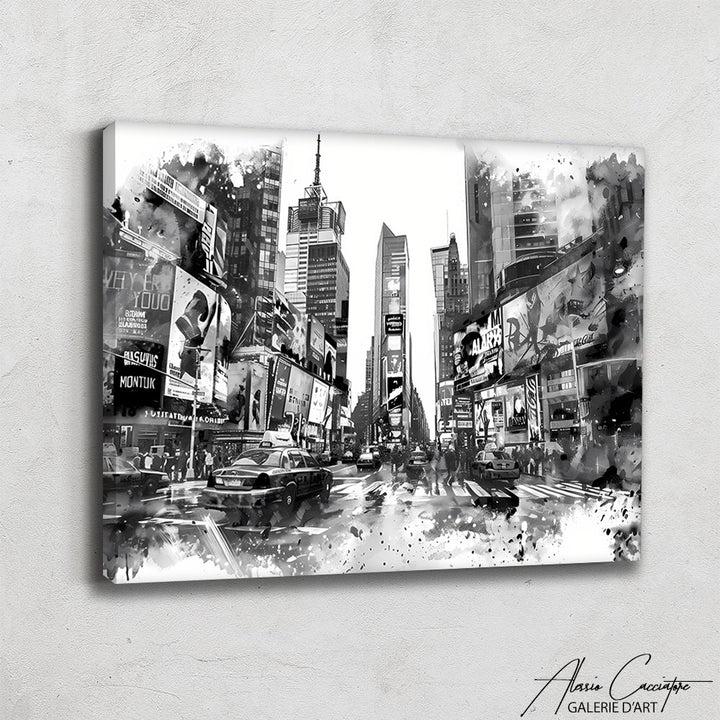 Tableau Time Square Noir et Blanc
