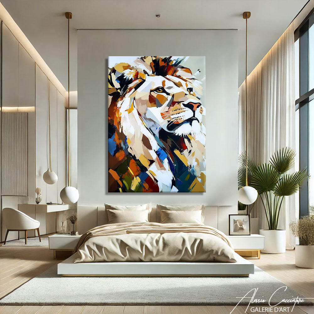 Tableau Tête de Lion Couleur

