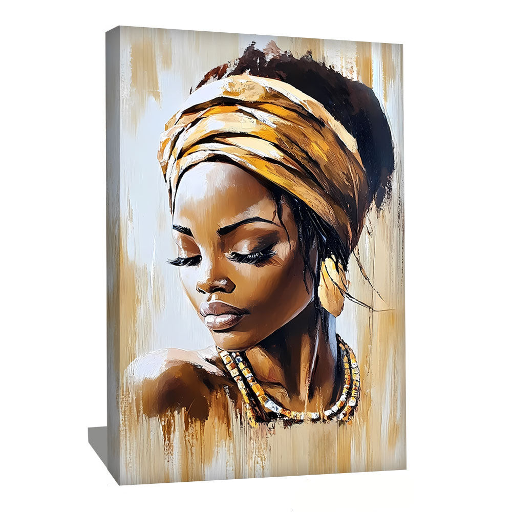 TABLEAU AFRICAIN FEMME DORÉ