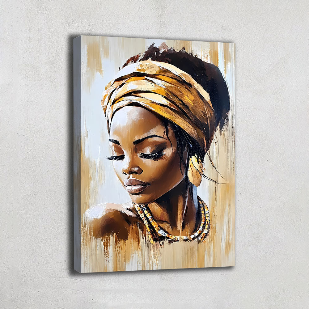 TABLEAU AFRICAIN FEMME DORÉ