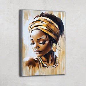 TABLEAU AFRICAIN FEMME DORÉ