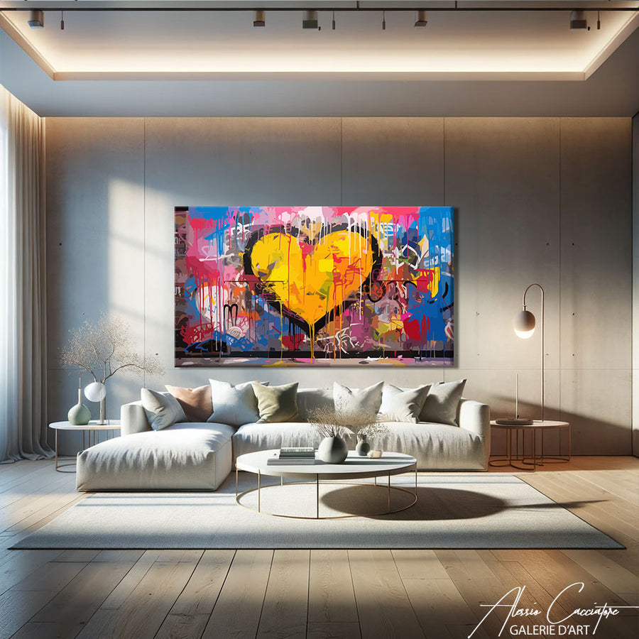 tableau street art coeur – mise en situation