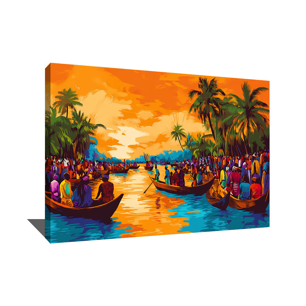 AFRICA PAINTING CANOES 