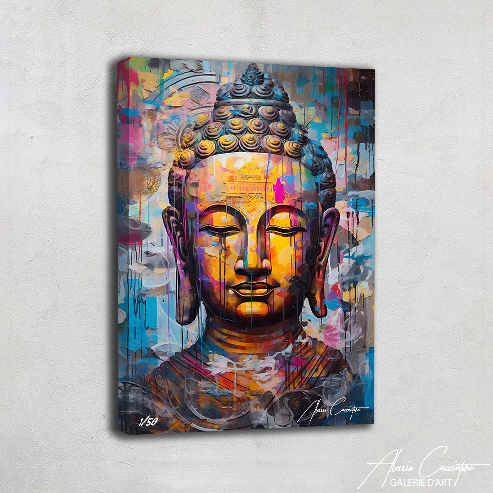 tableau bouddha bleu