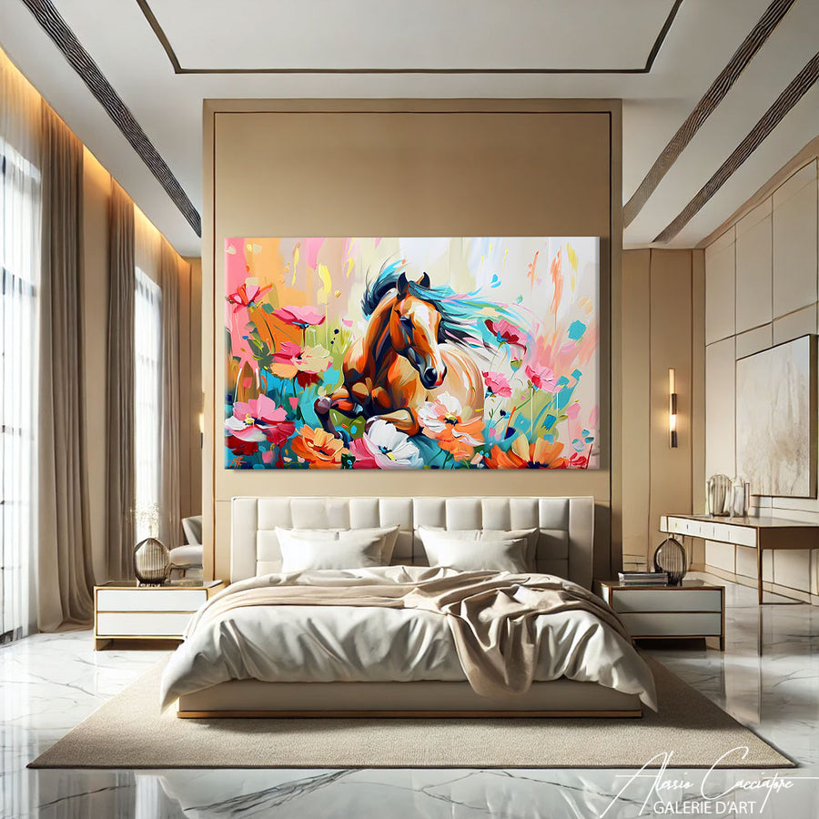 Toile Cheval Abstrait – mise en situation