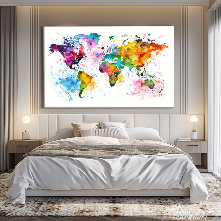 Peinture sur Toile Carte du Monde