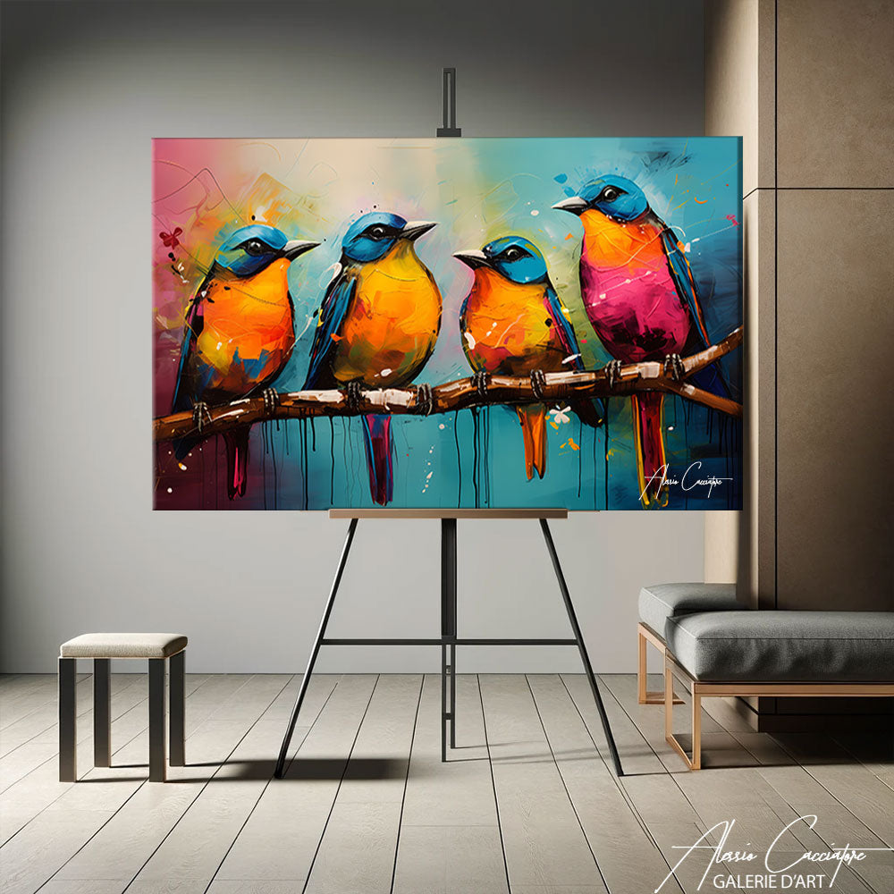 tableau oiseau peinture