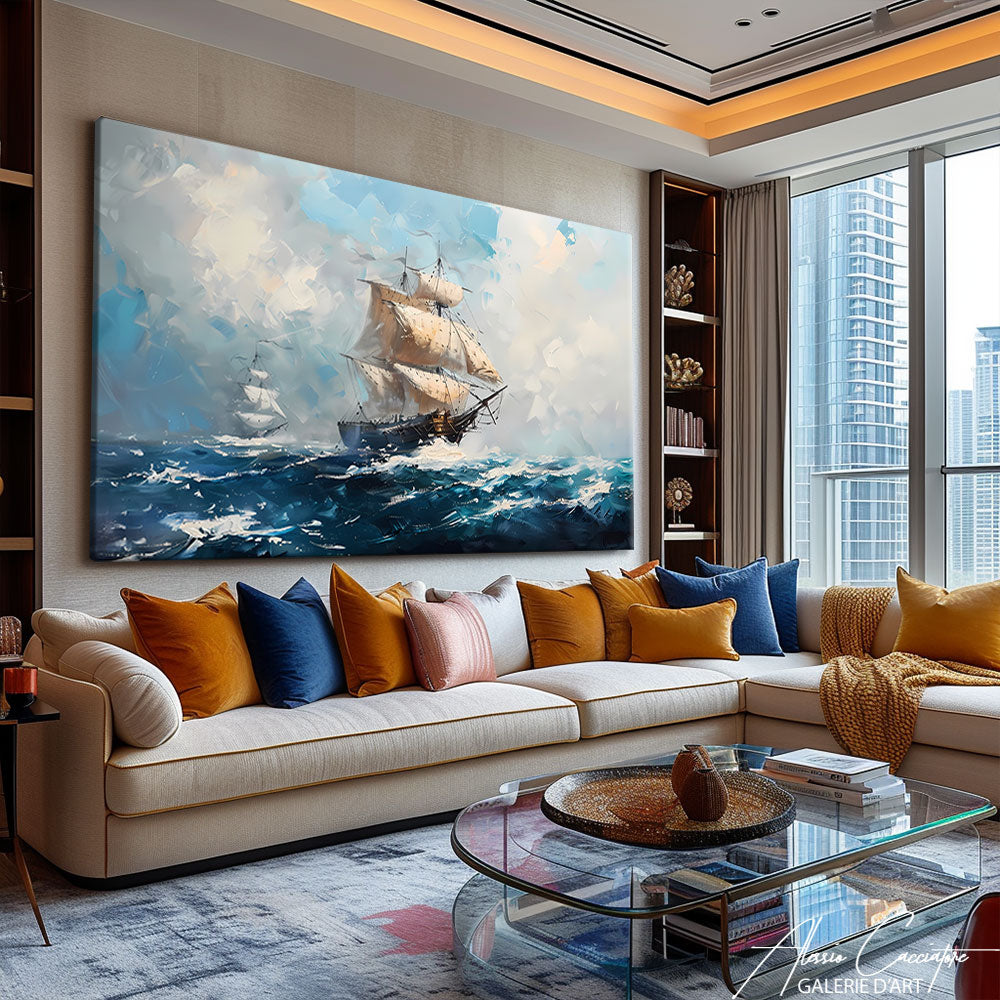 Tableau Peinture Voilier Moderne