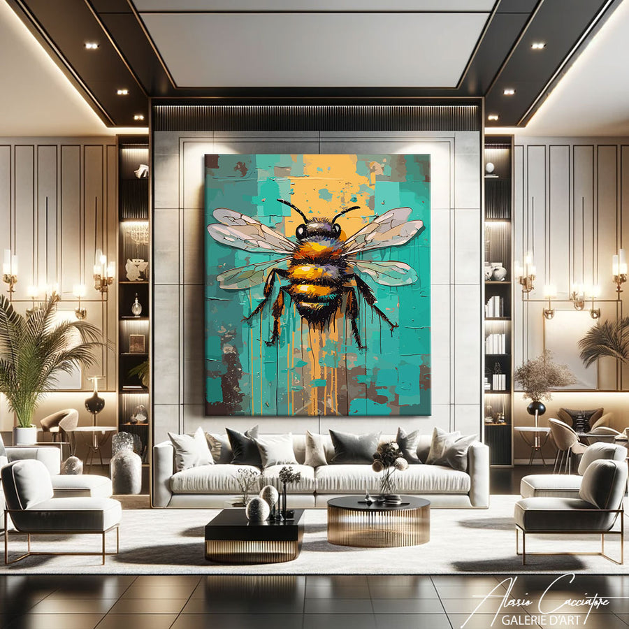 Tableau Peinture Abeille – mise en situation