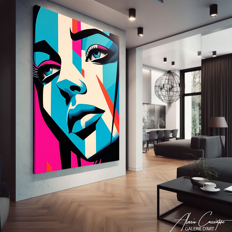 tableau visage pop art – mise en situation