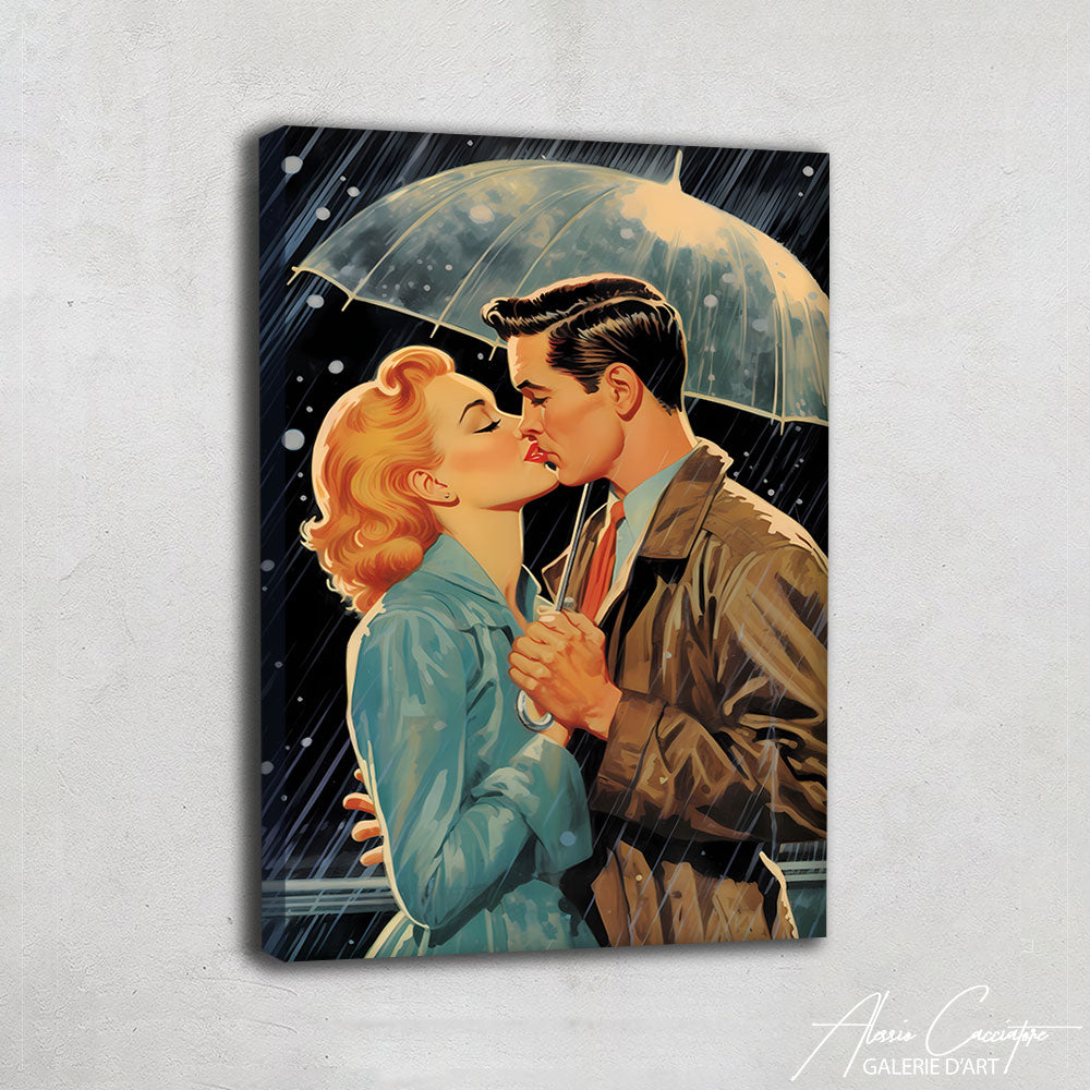 tableau couple parapluie