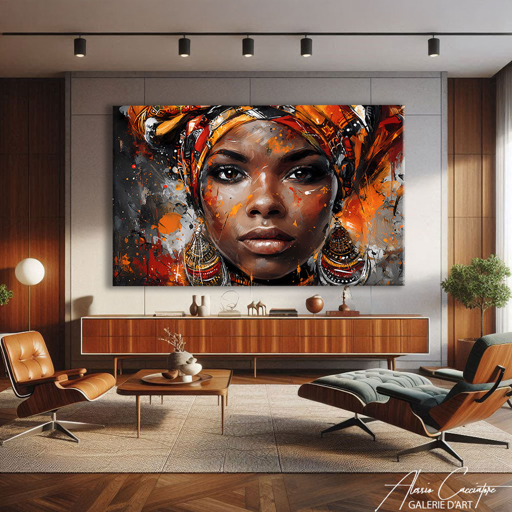 TABLEAU FEMME AFRICAINE ACRYLIQUE