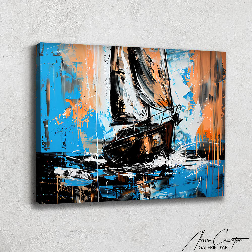 Tableau Peinture Acrylique Bateau Mer