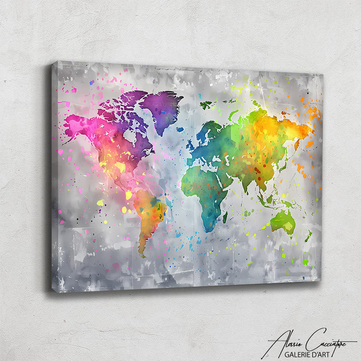 Peinture sur Toile Carte du Monde