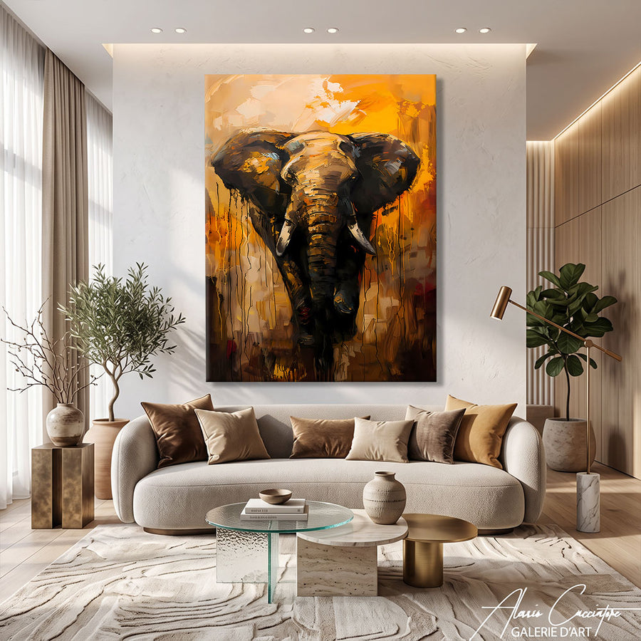 TABLEAU ÉLÉPHANT MARRON – mise en situation