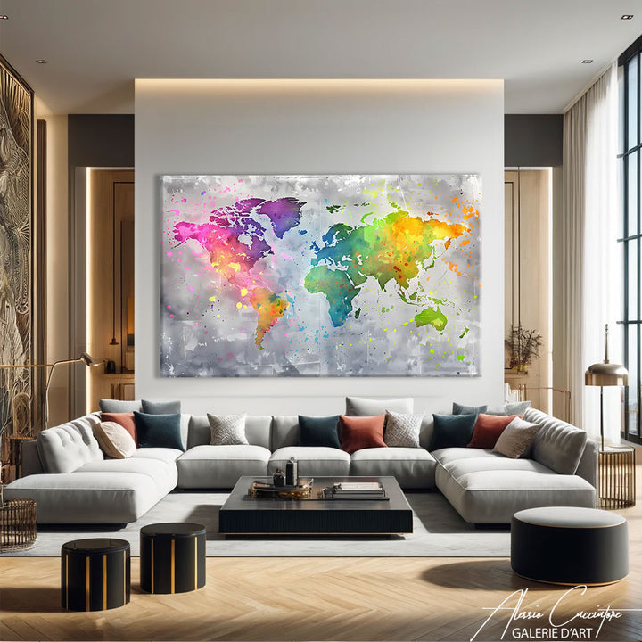 Peinture sur Toile Carte du Monde