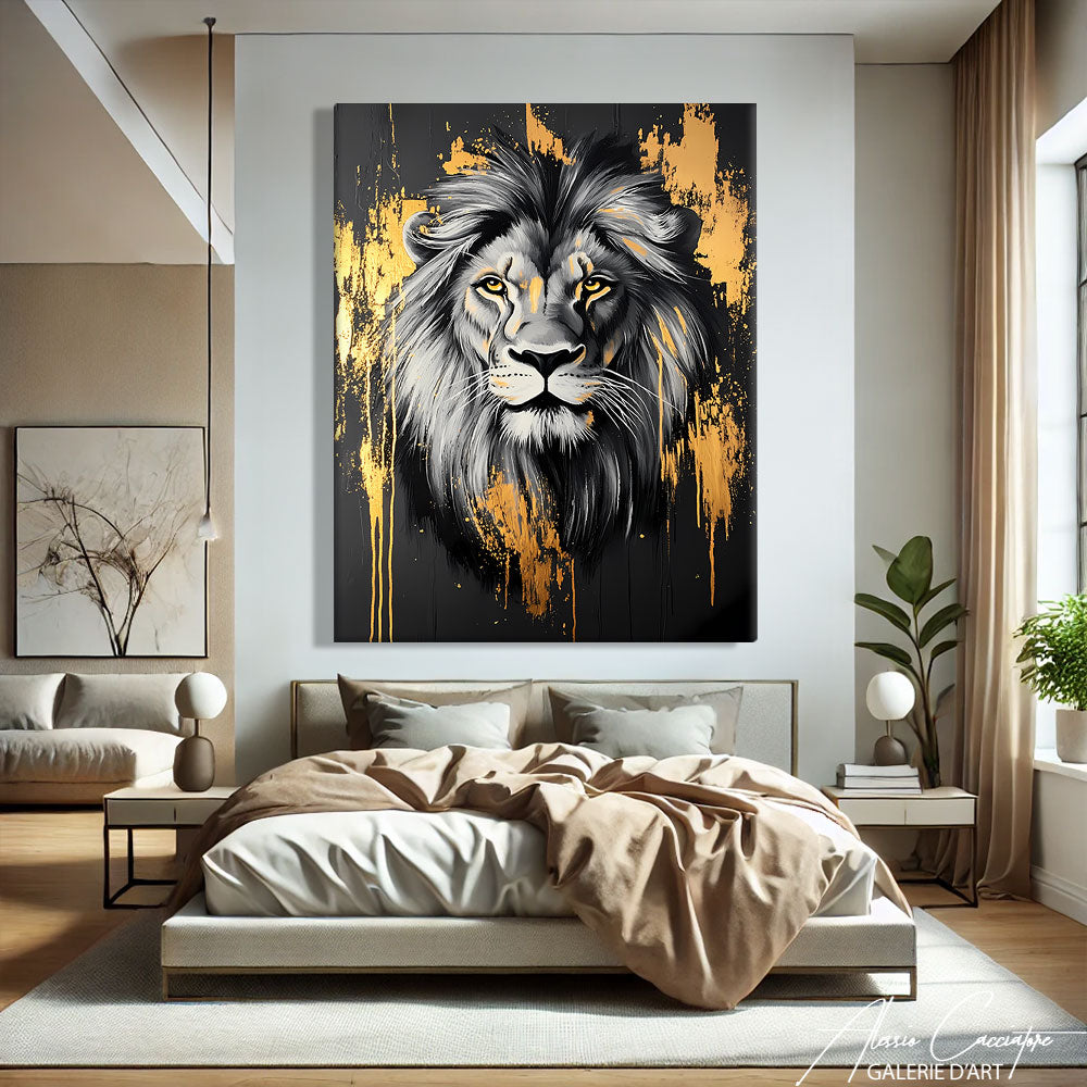 Tableau Tête de Lion Couleur
