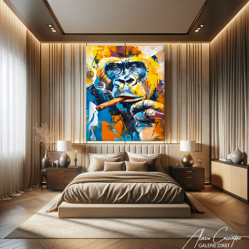 Tableau Gorille avec Cigare