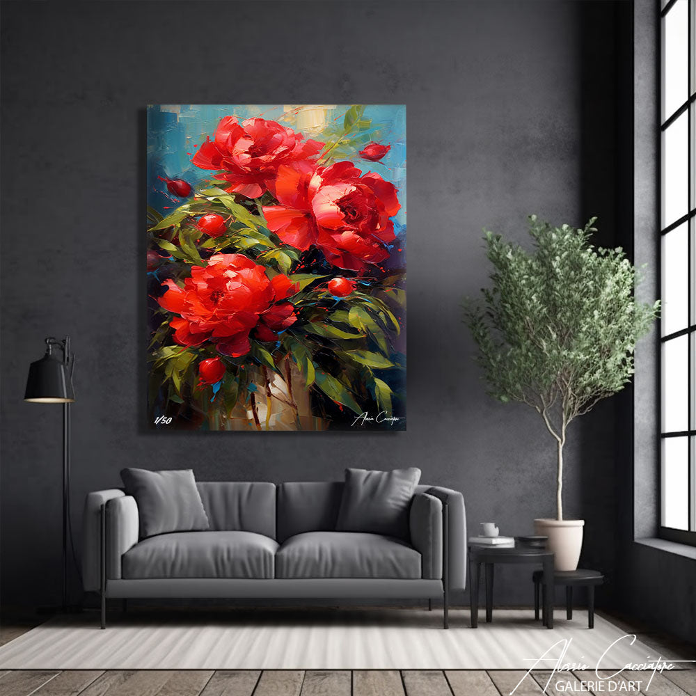 peinture rouge pivoine