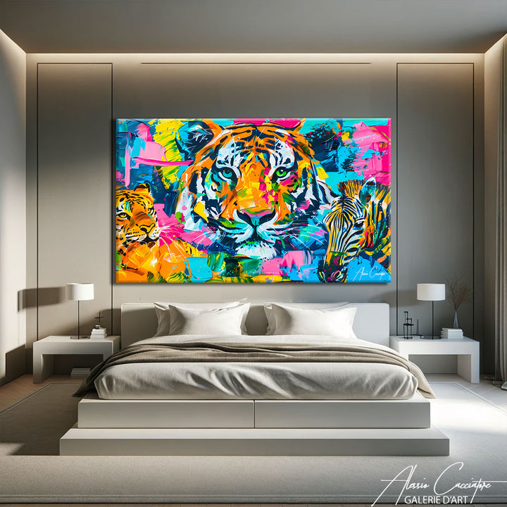 tableau tigre coloré