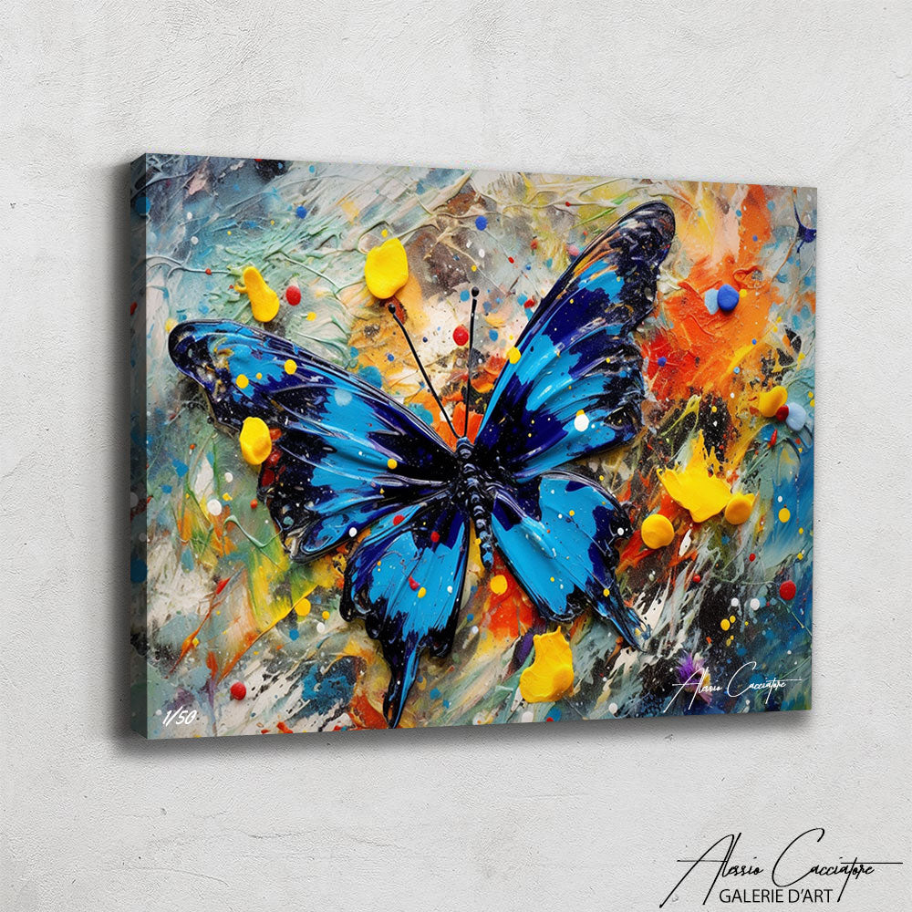 tableau papillon bleu