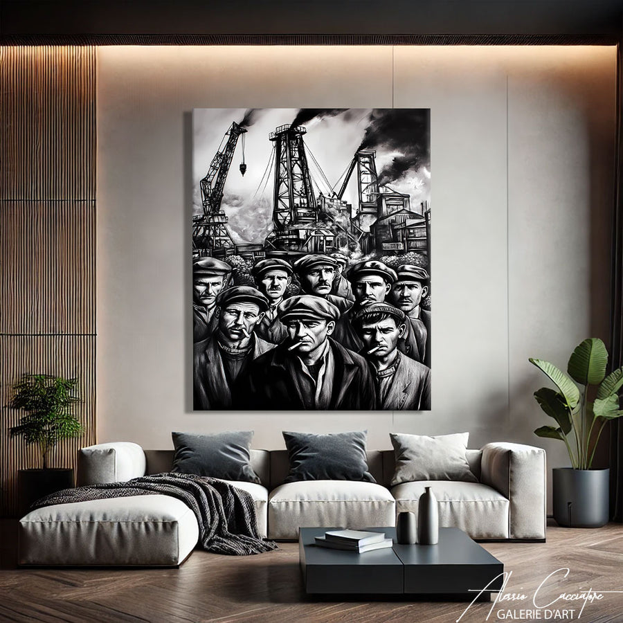 Tableau Noir Et Blanc Industriel – mise en situation