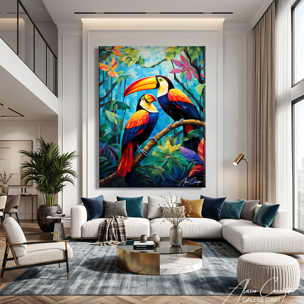 TABLEAU OISEAUX EXOTIQUES
