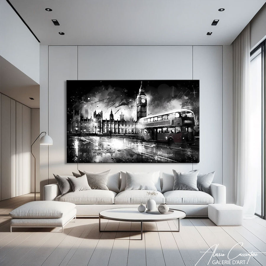 tableau londres noir et blanc – mise en situation