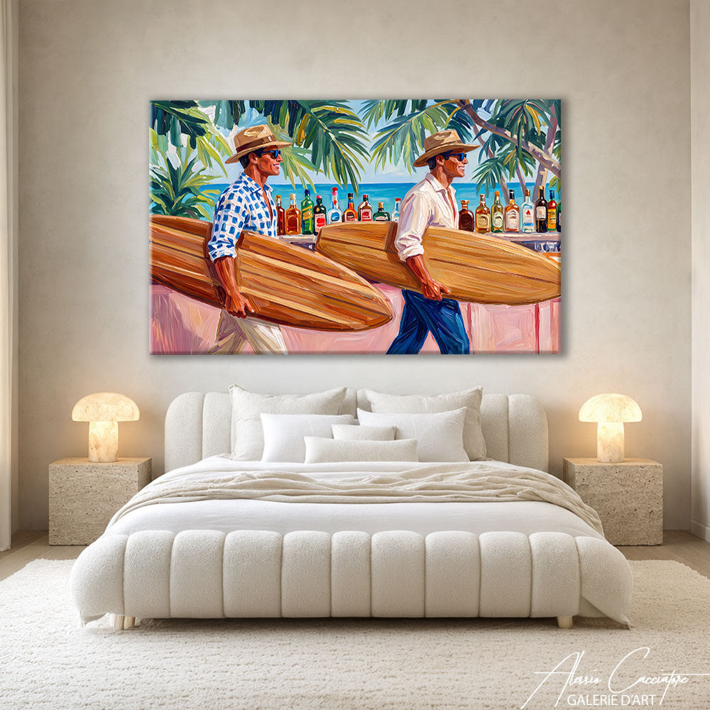 Toile Peinture Surfeur