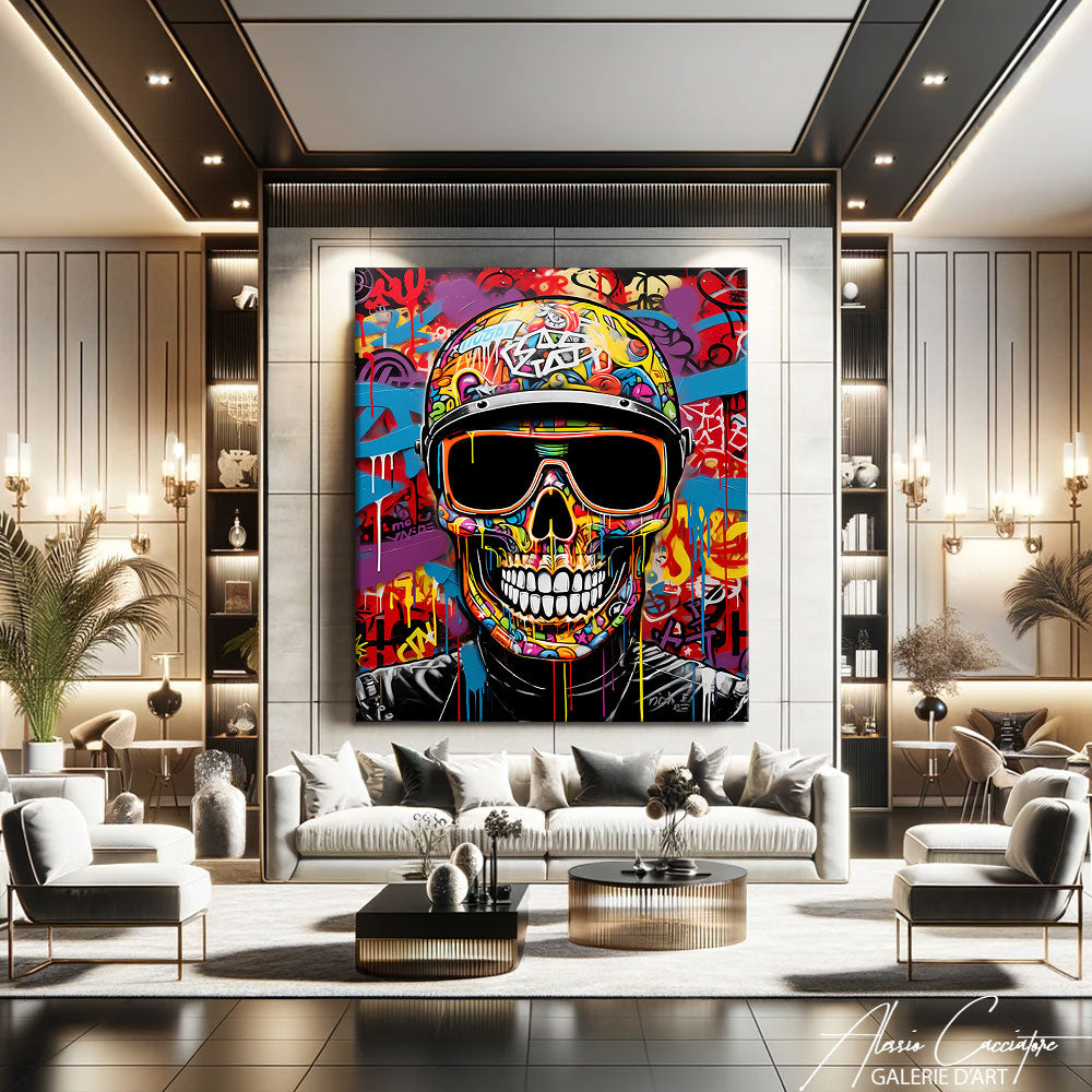 tableau tête de mort couleur