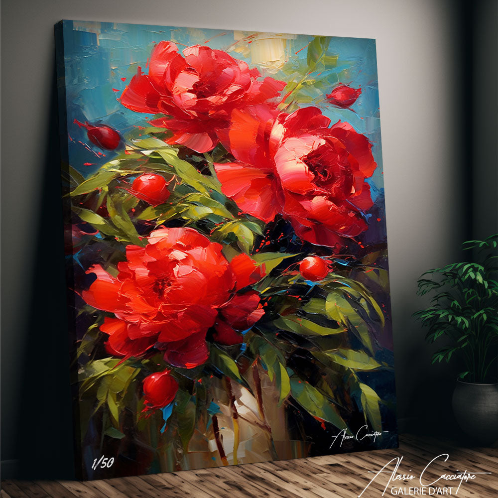 tableau pivoine rouge
