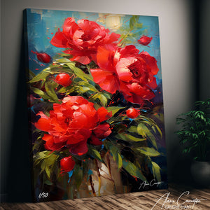 tableau pivoine rouge