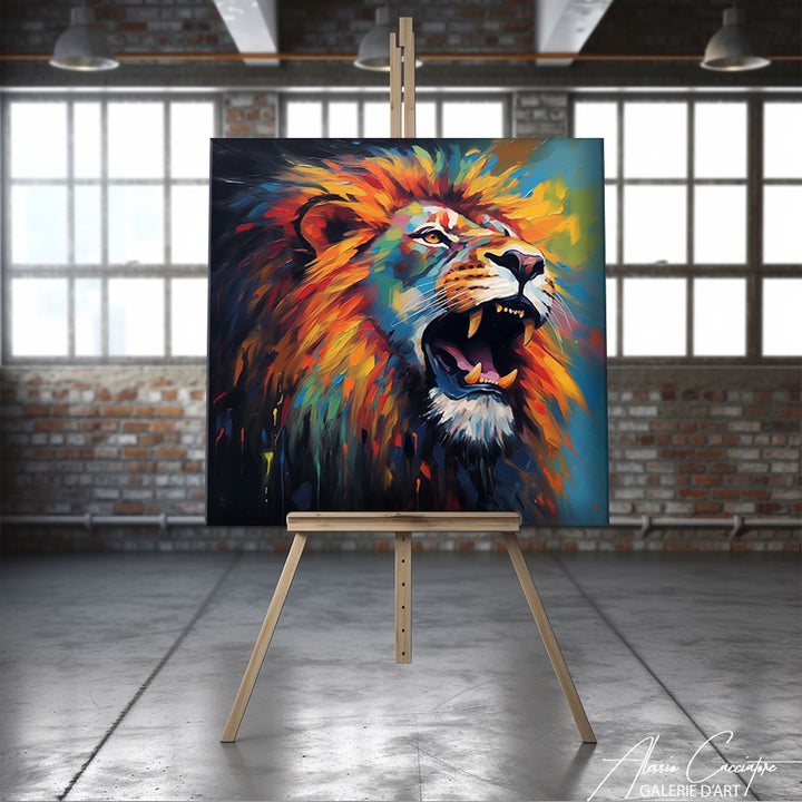 Peinture Acrylique Tête de Lion