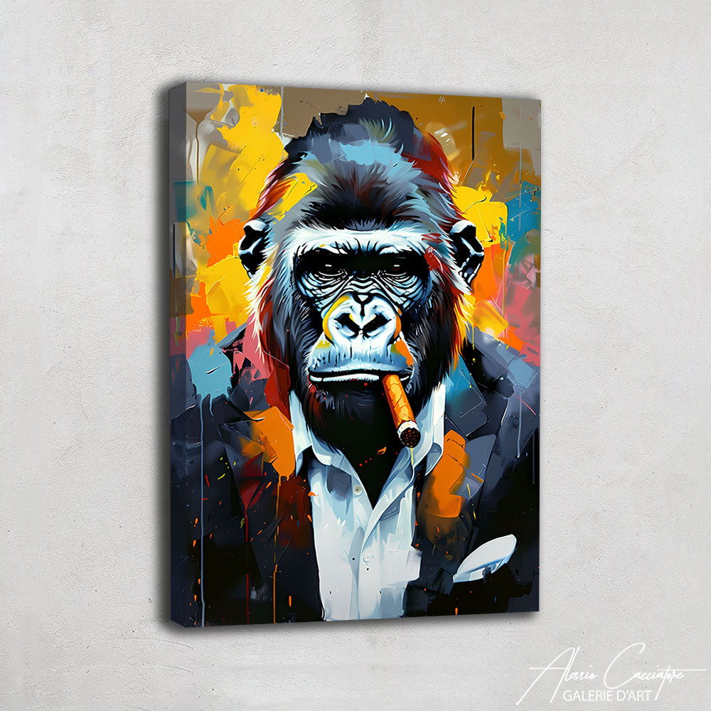 Peinture Gorille Cigare
