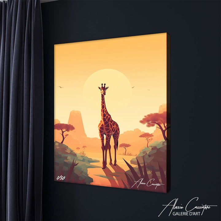 tableau paysage girafe