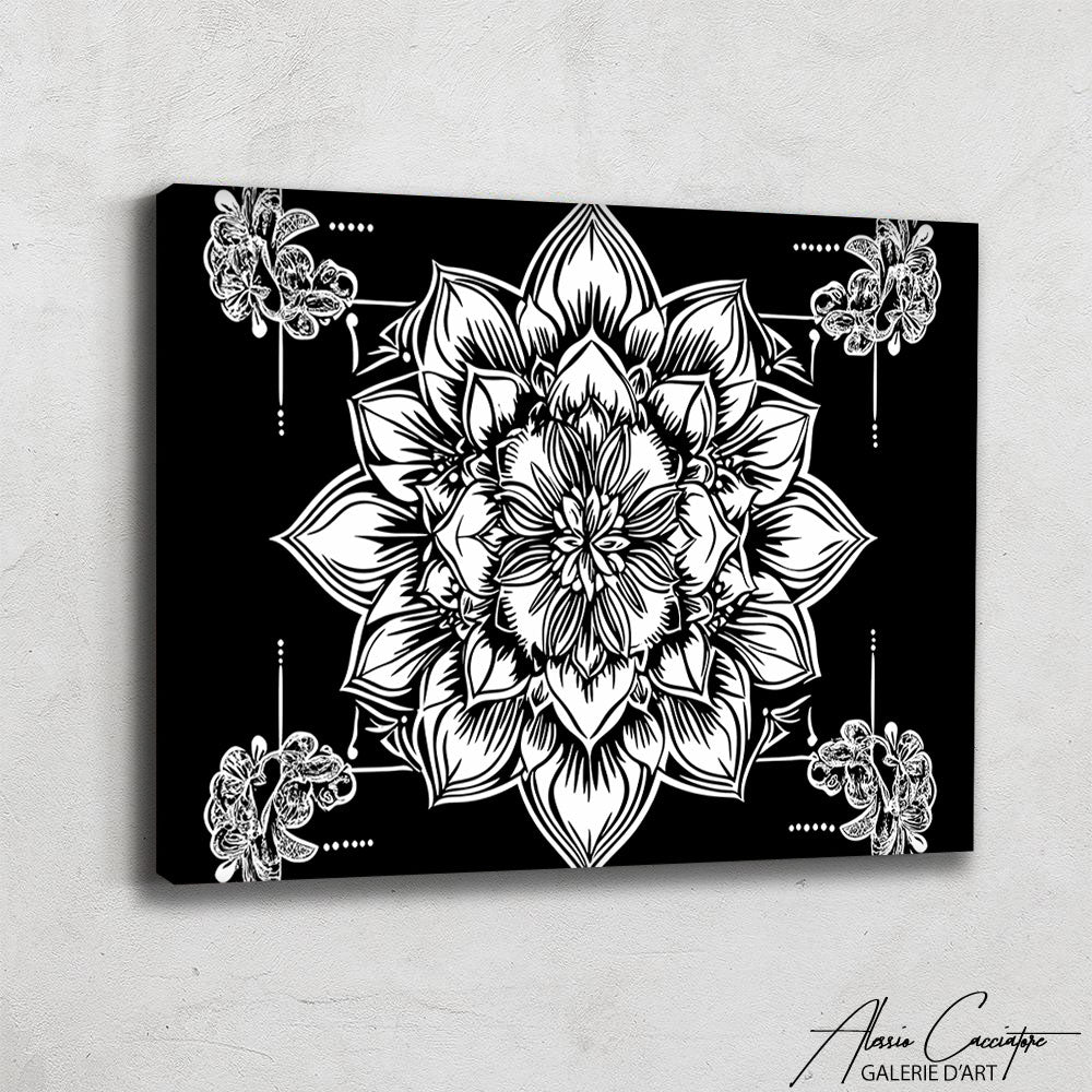 Tableau Mandala Noir Et Blanc