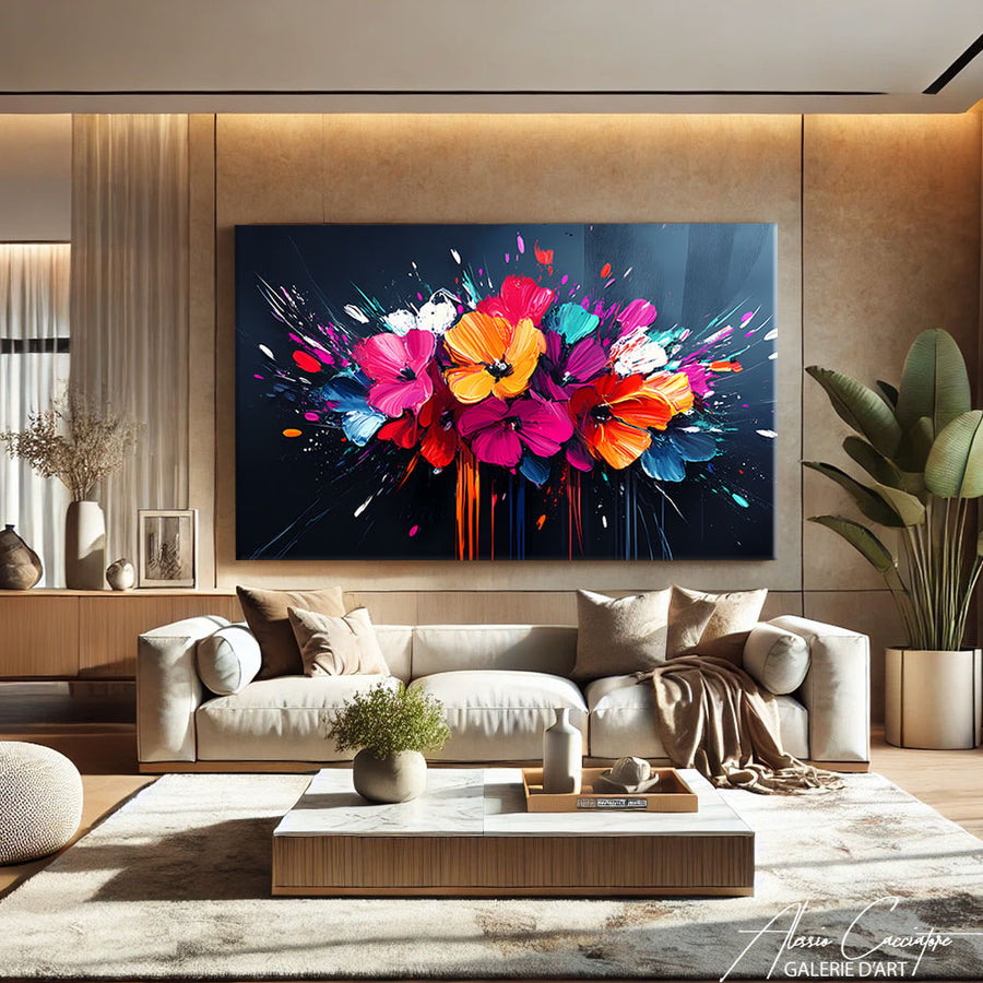 Tableau Peinture de Fleurs – mise en situation