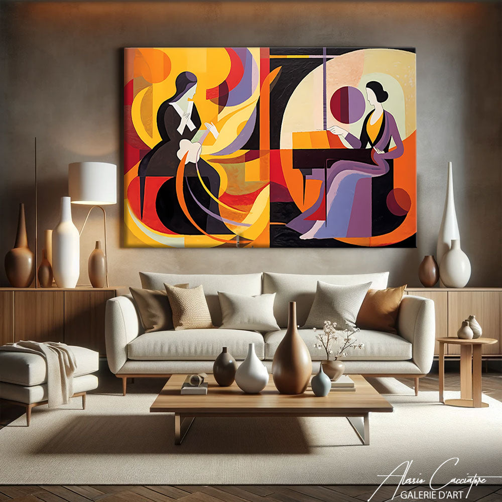 tableau cubisme coloré