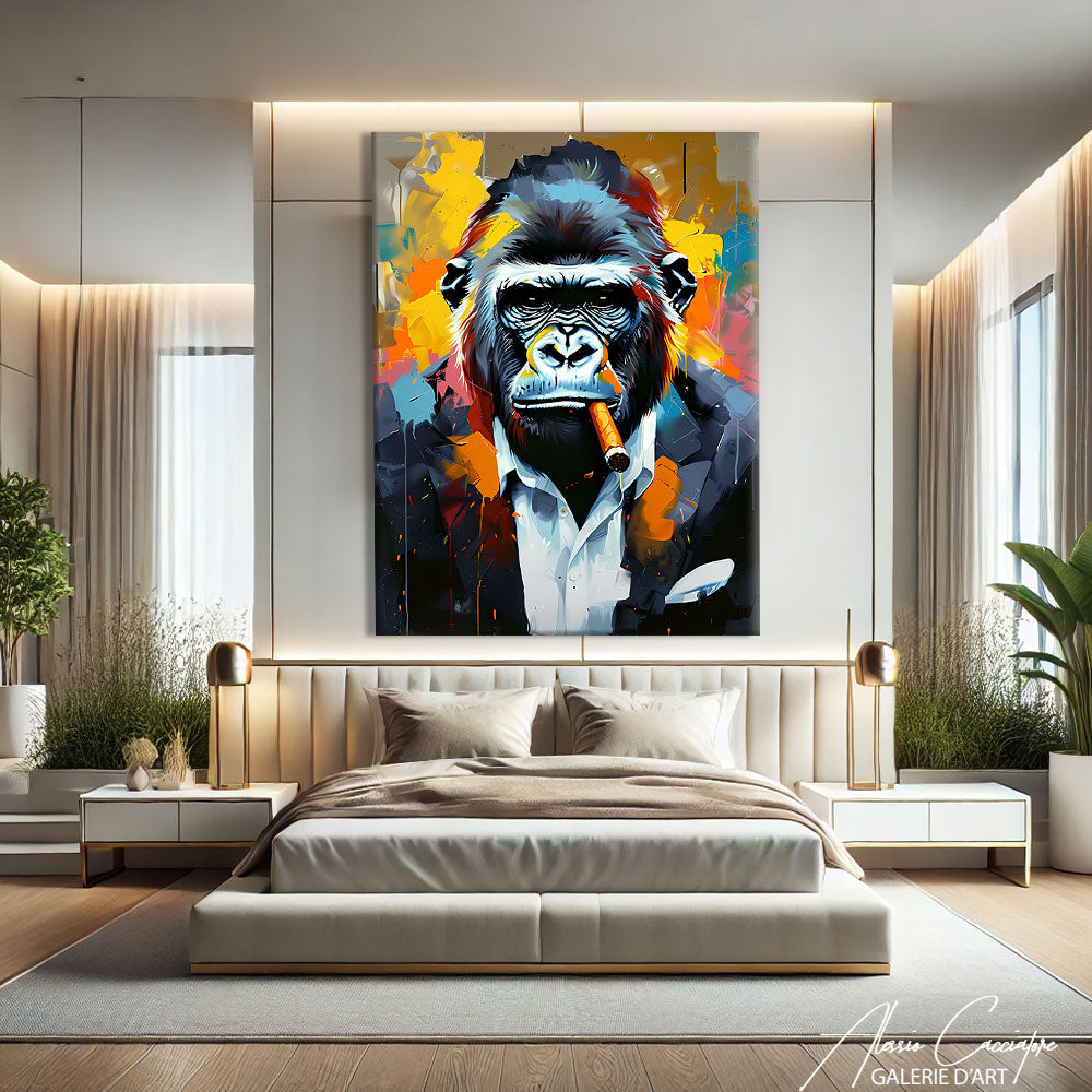 Peinture Gorille Cigare
