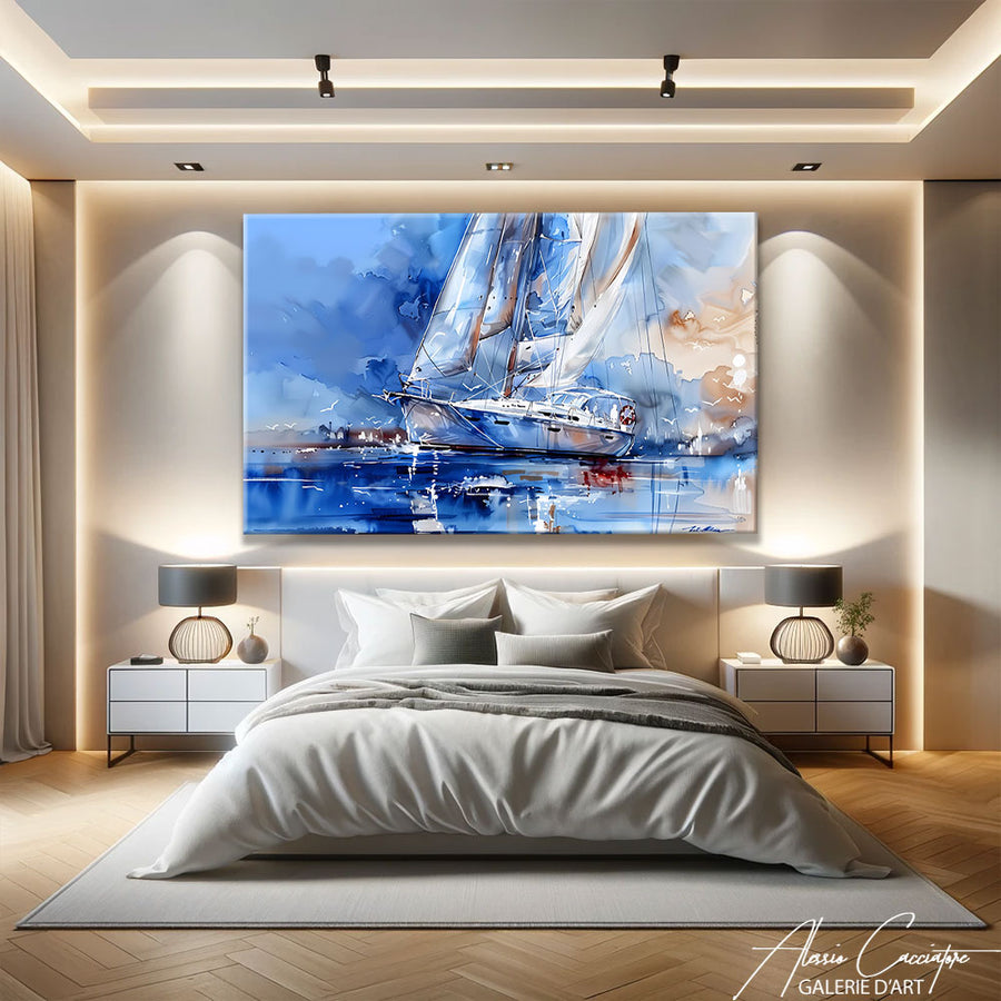 Tableau Peinture Bateau – mise en situation