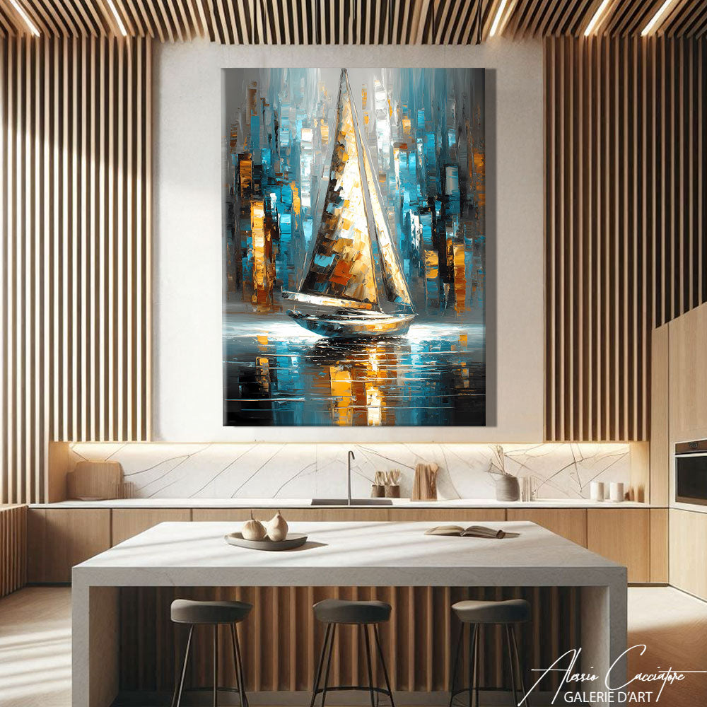 TABLEAU VERTICAL BATEAU CHIC