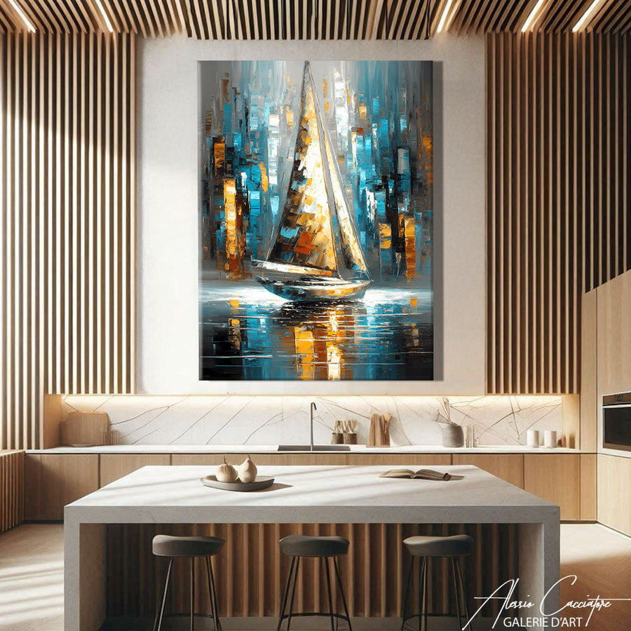 TABLEAU VERTICAL BATEAU CHIC AlessioCacciatore – mise en situation