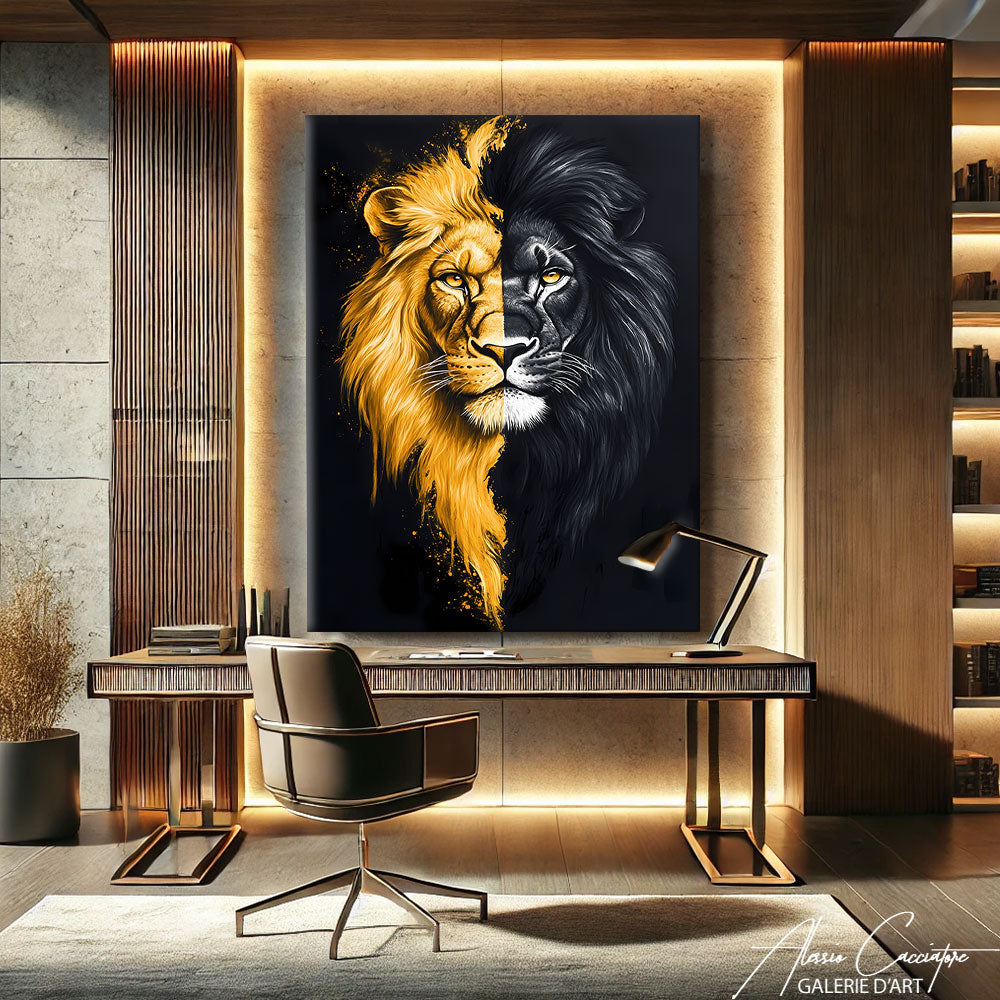 Tableau Tête de Lion Couleur
