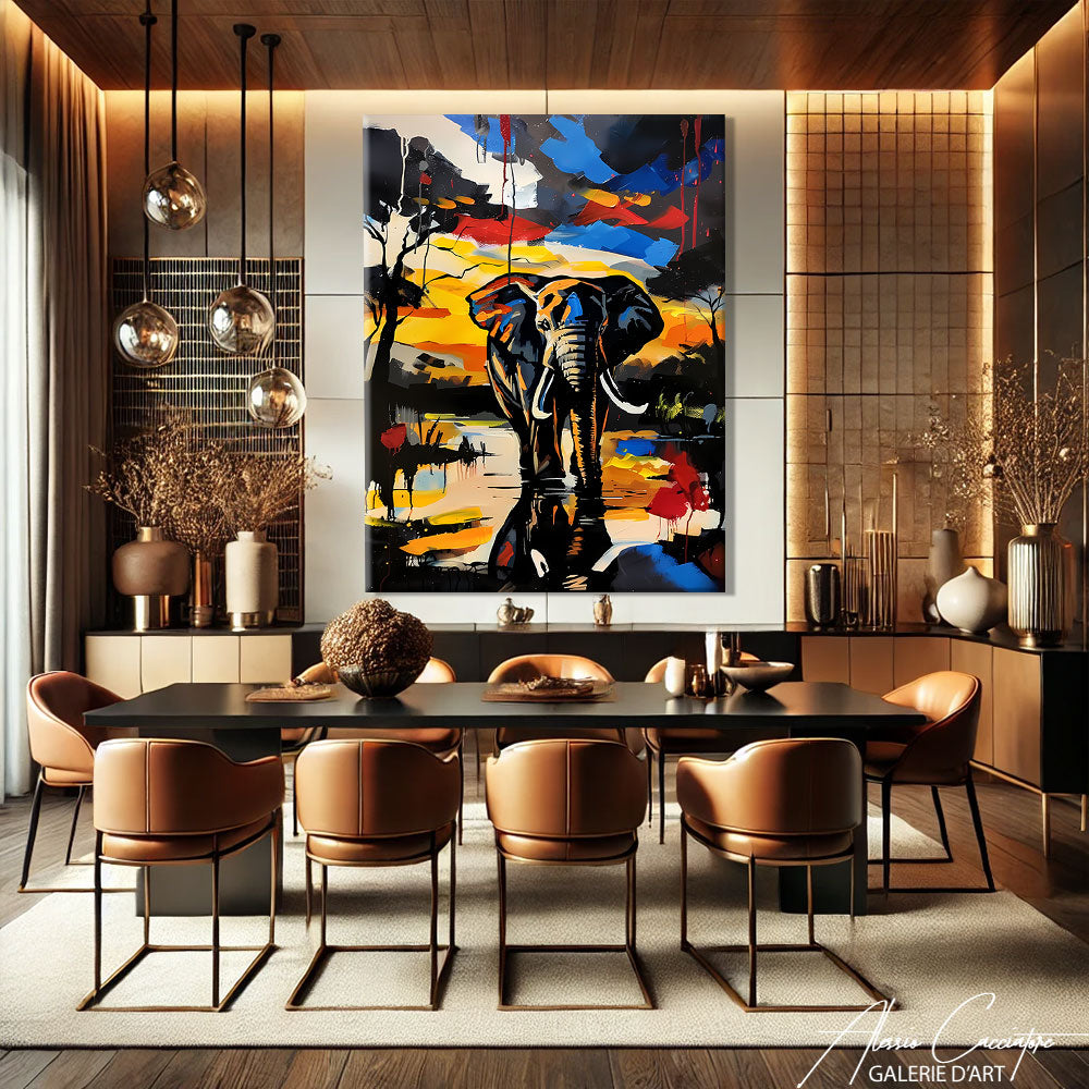 Tableau Elephant Abstrait