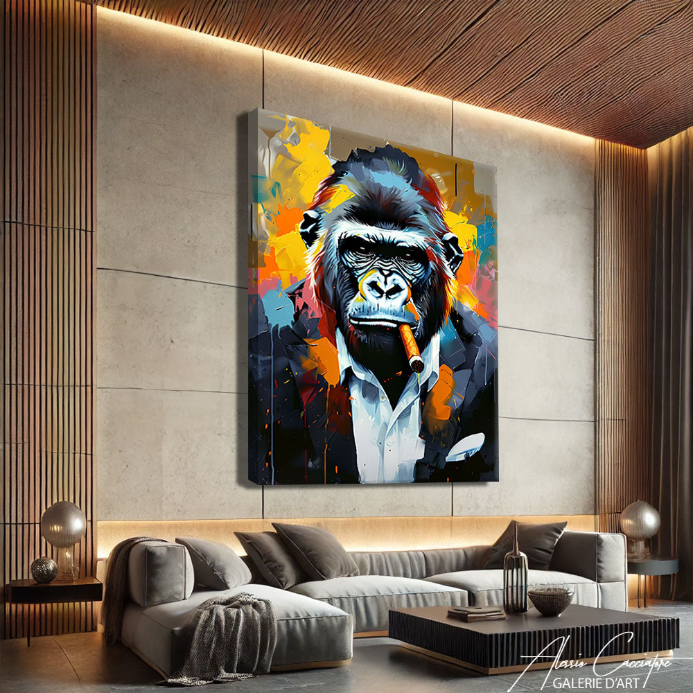 Tableau Gorille Cigare
 