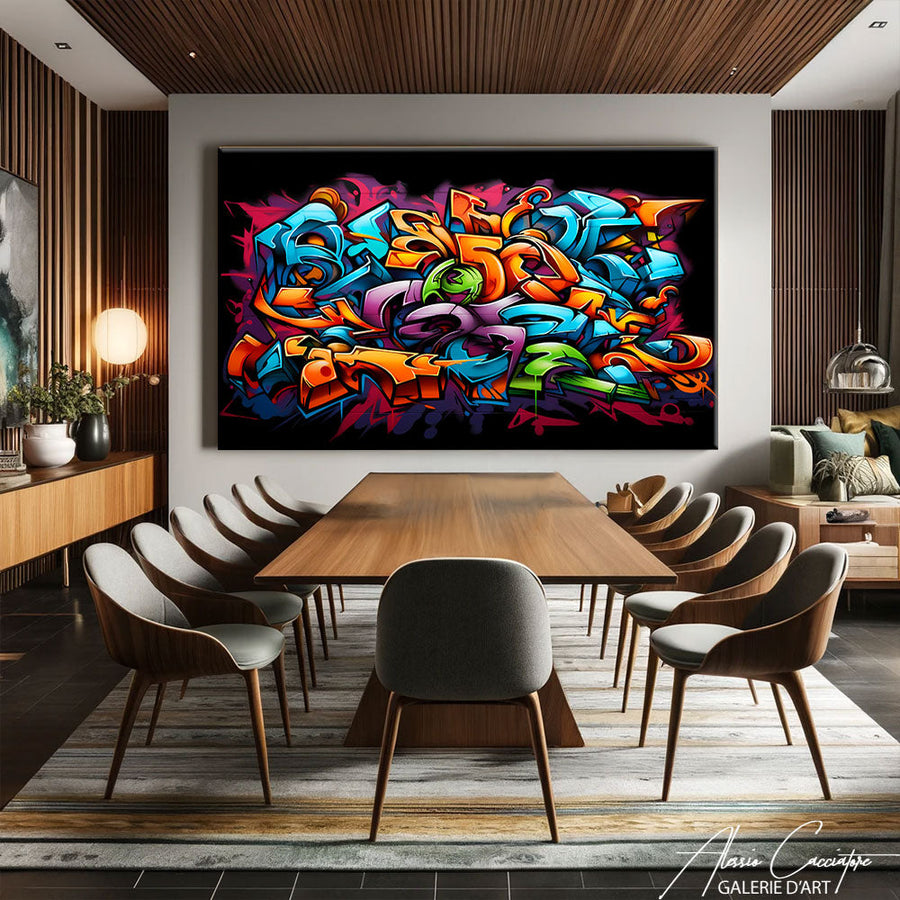 TABLEAU GRAFFITI LETTRES Alessio Cacciatore – mise en situation